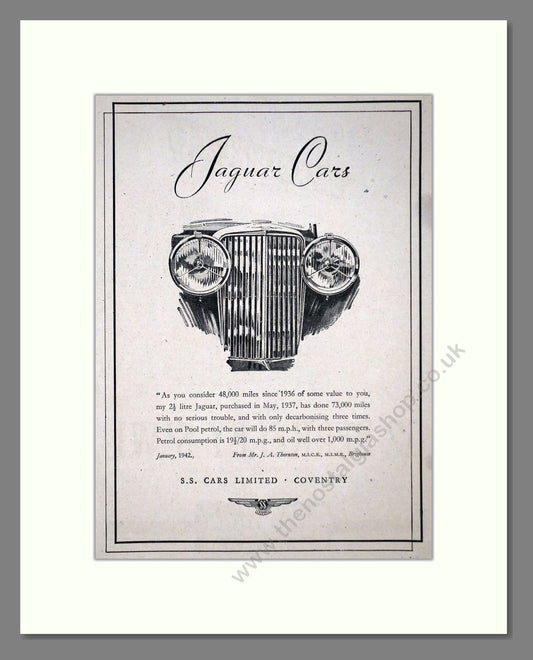 Jaguar - SS Range. Vintage Advert 1942 (ref AD63595)