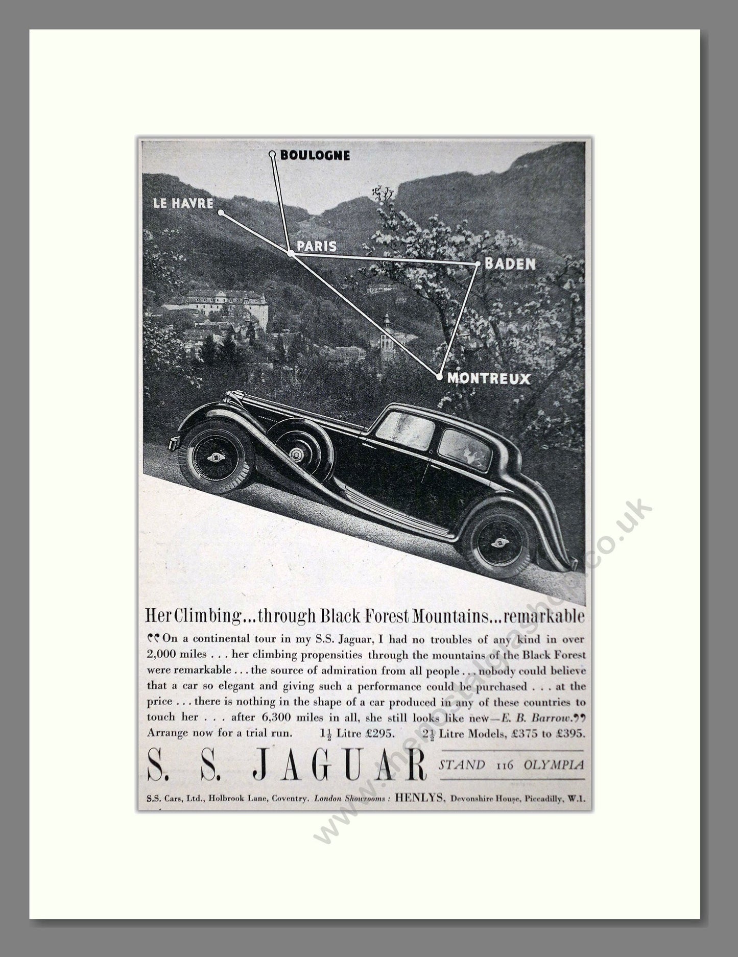 Jaguar - SS Range. Vintage Advert 1936 (ref AD63596)