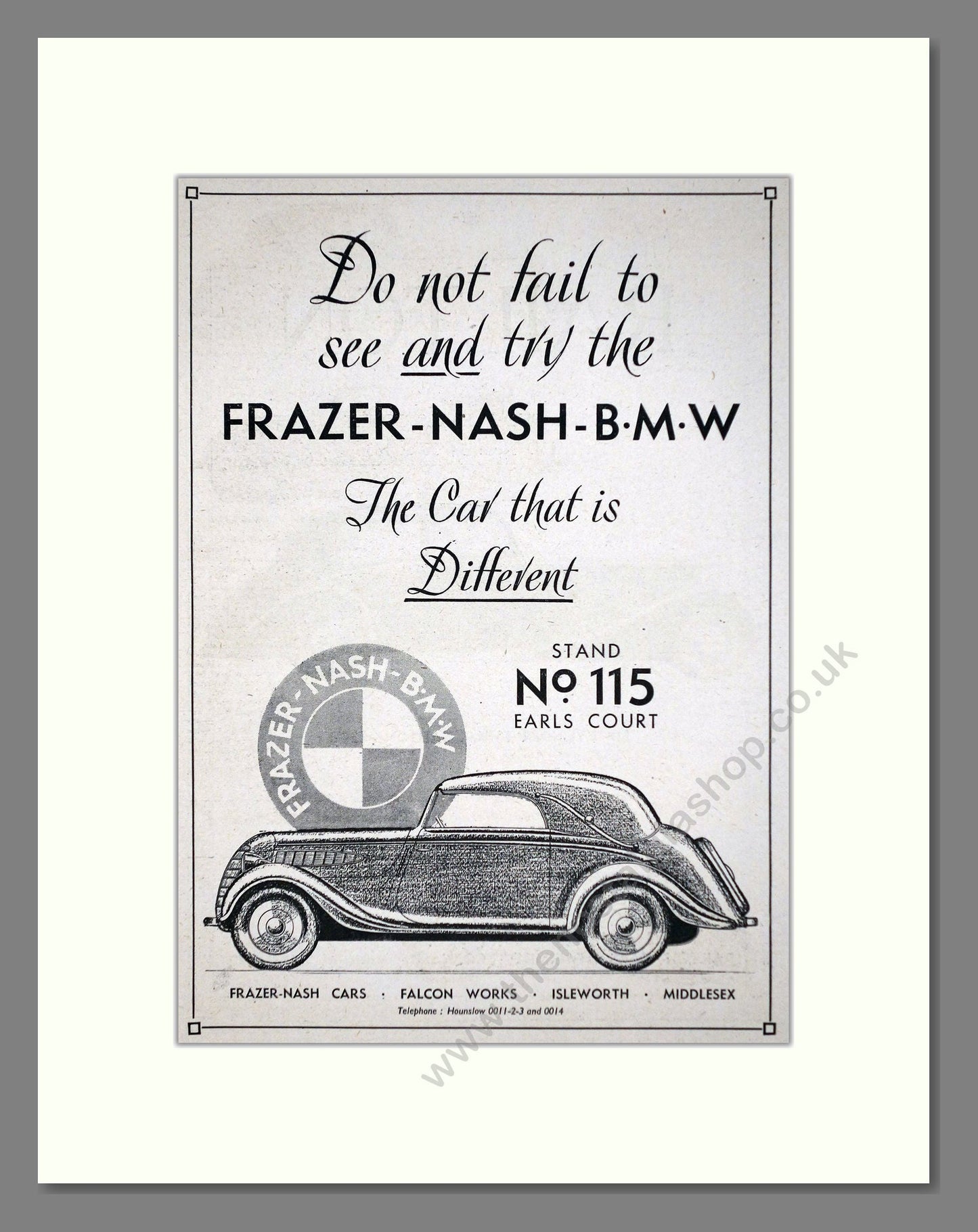 BMW - Frazer Nash BMW. Vintage Advert 1937 (ref AD63602)