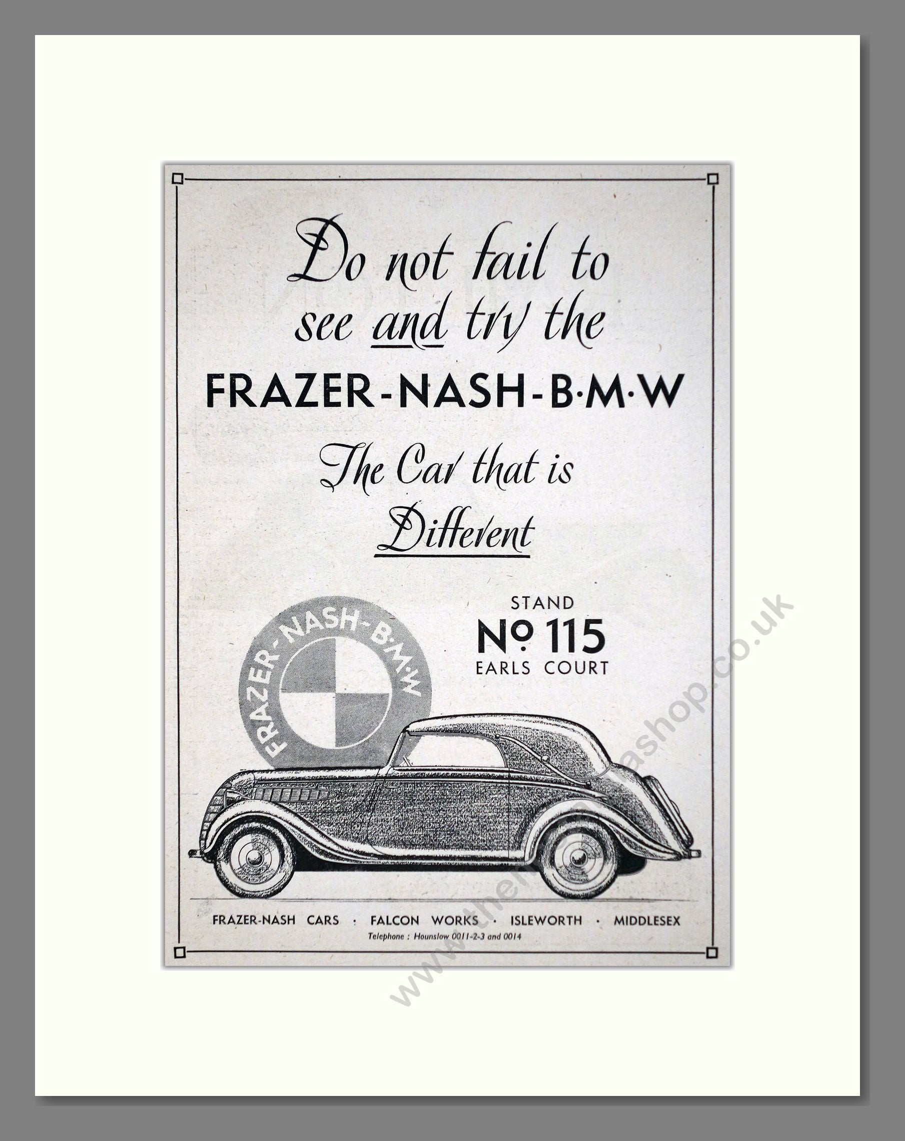 BMW - Frazer Nash BMW. Vintage Advert 1937 (ref AD63602)