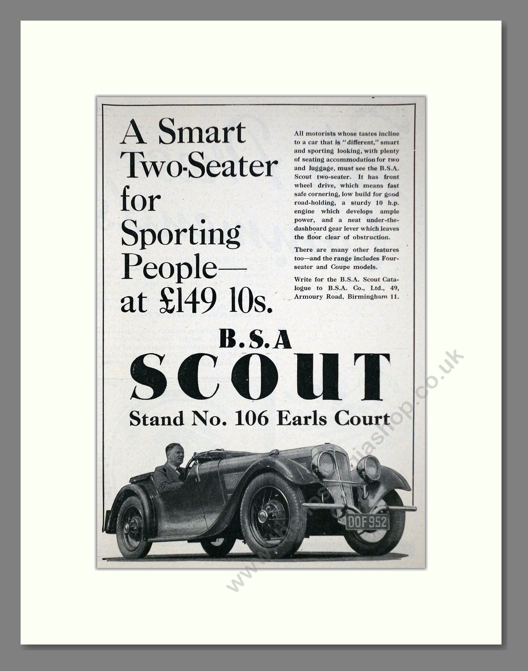 BSA - Scout. Vintage Advert 1937 (ref AD63617)