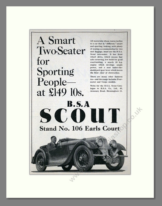 BSA - Scout. Vintage Advert 1937 (ref AD63617)