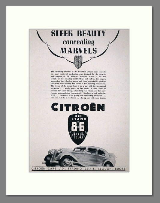 Citroen - Sleek Beauty. Vintage Advert 1937 (ref AD63621)