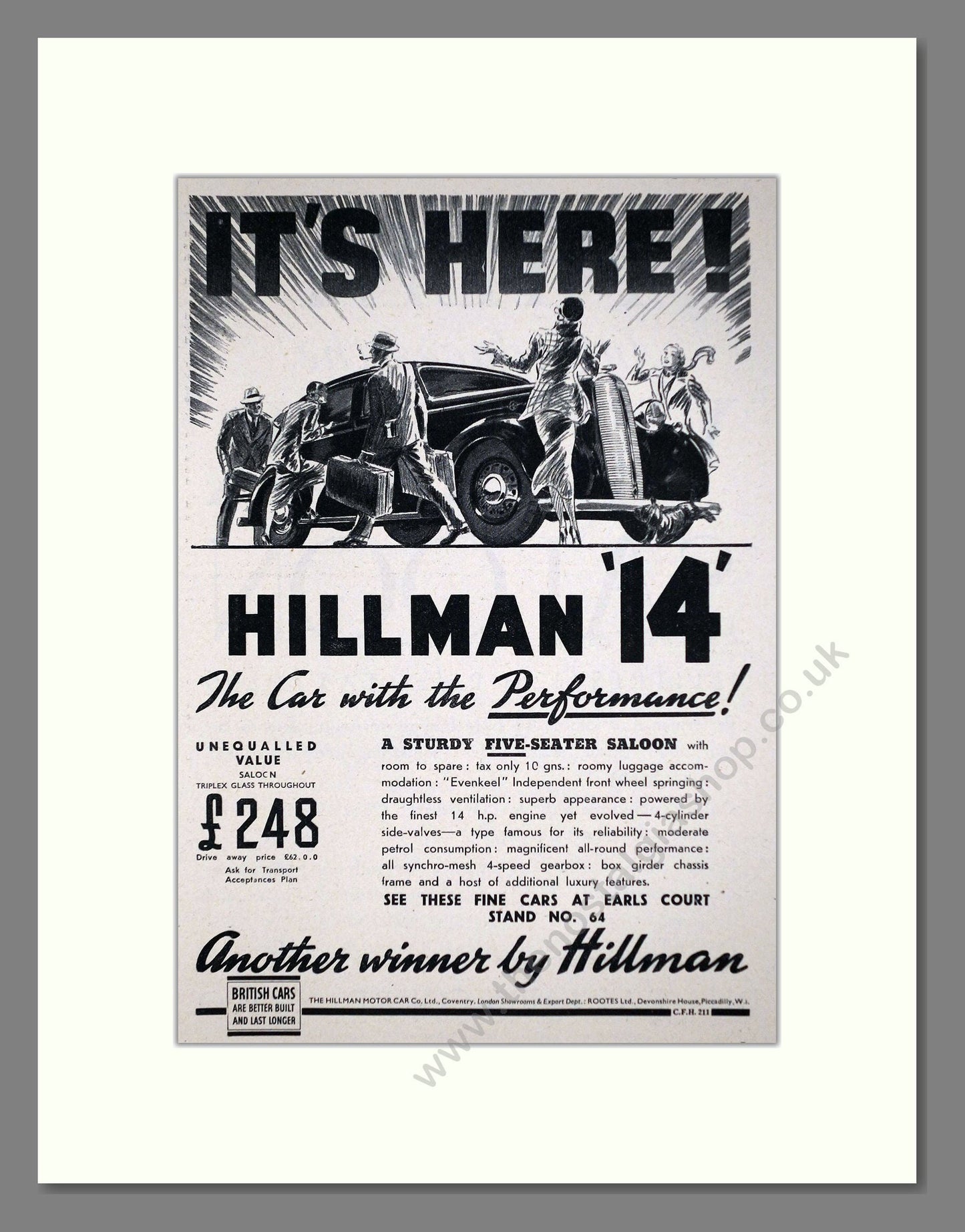 Hillman - 14. Vintage Advert 1937 (ref AD63662)