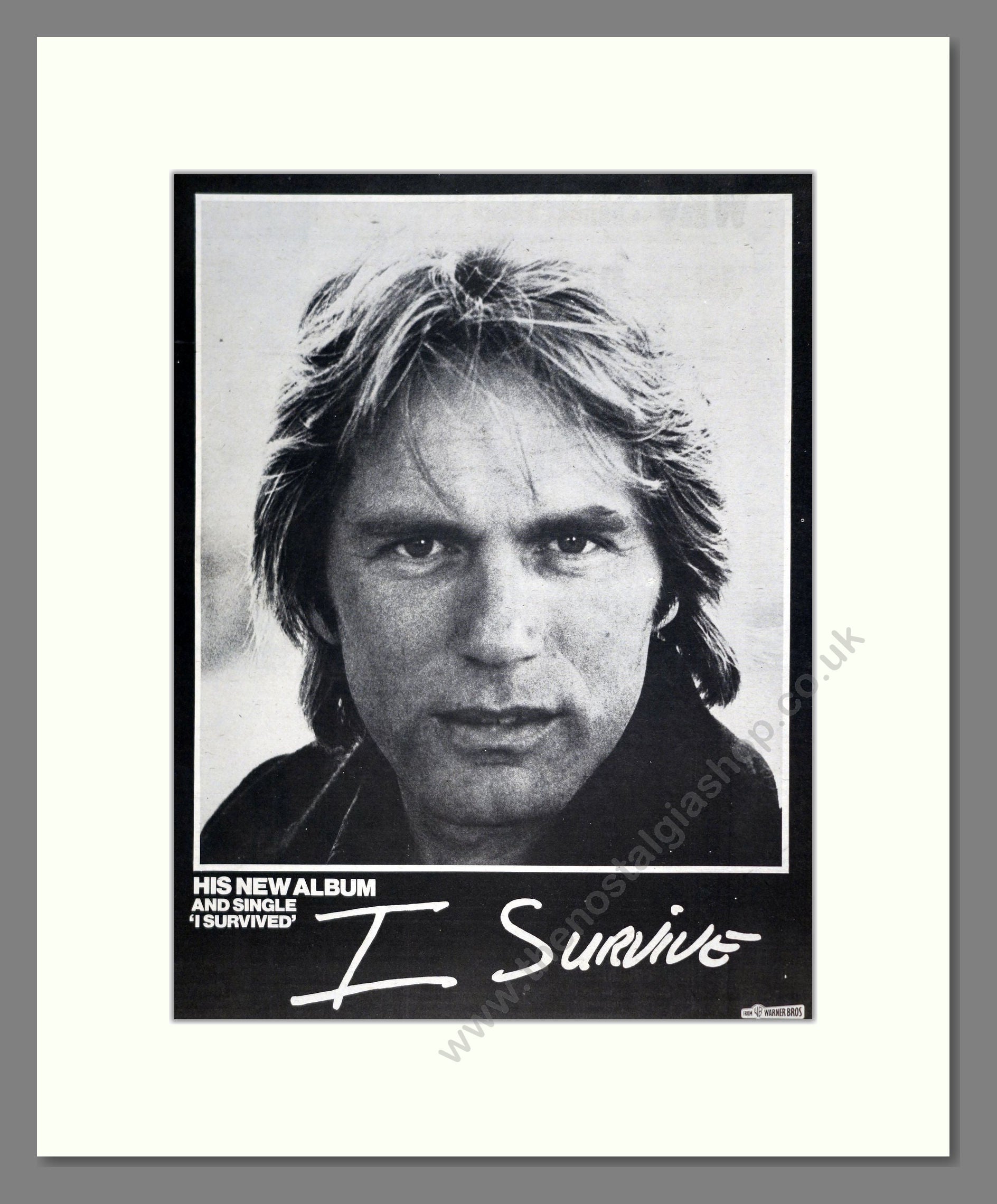 Adam Faith - I Survive. Vintage Advert 1974 (ref AD20167)