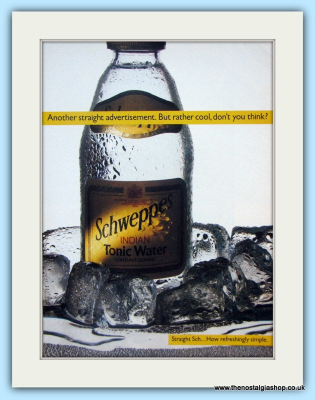 Schweppes Indian Tonic Water Original Advert 1988 (ref AD4978)