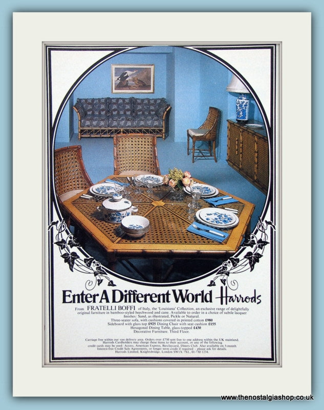 Fratelli Boffi -Louisiana Collection Harrods Original Advert 1975 (ref AD2452)