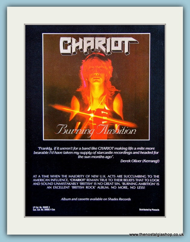 Chariot Burning Ambition Original Music Advert 1987 (ref AD3798)