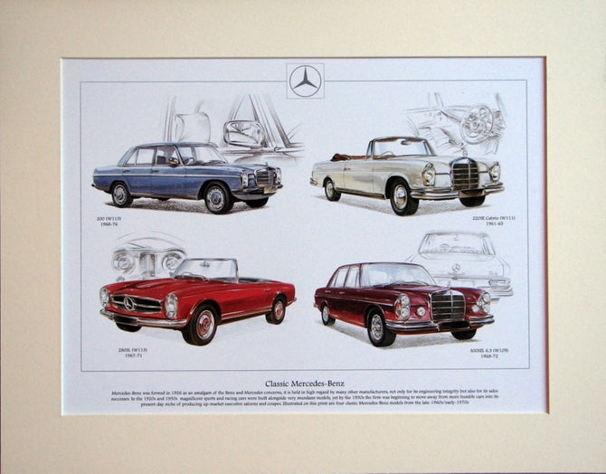 Mercedes - Benz  Classic cars  Mounted Print