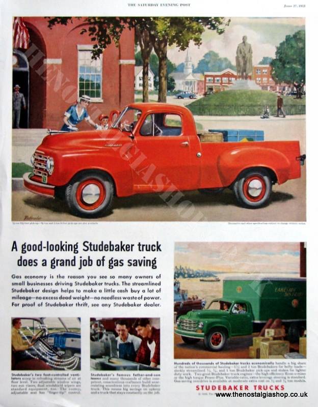 Studebaker Truck & Mobilgas Double Original advert 1953 (ref Ad4080)