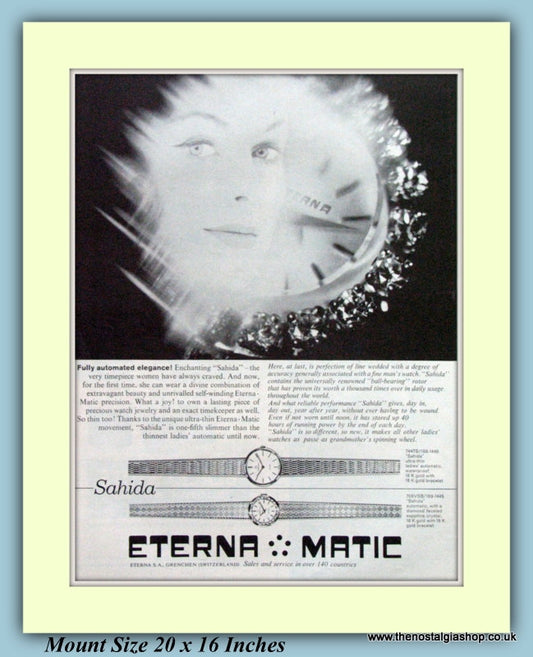 Sahida Eterna-Matic Watches Original Advert 1962 (ref AD9387)