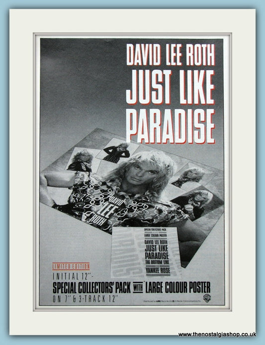 David Lee Roth Just Like Paradise 1988 Original Advert (ref AD4433)