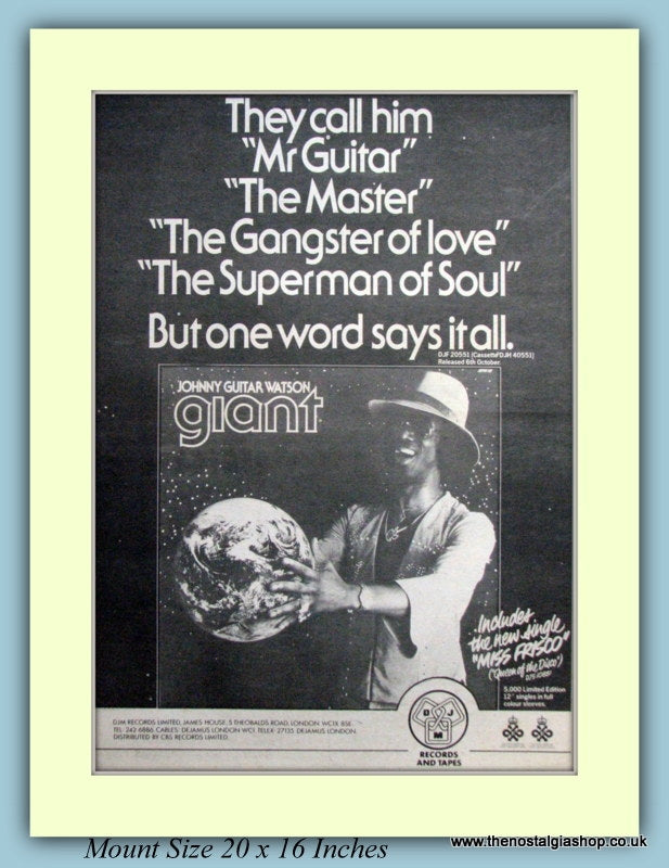 Johnny Guitar Watson Giant Original Advert 1978 (ref AD9275)