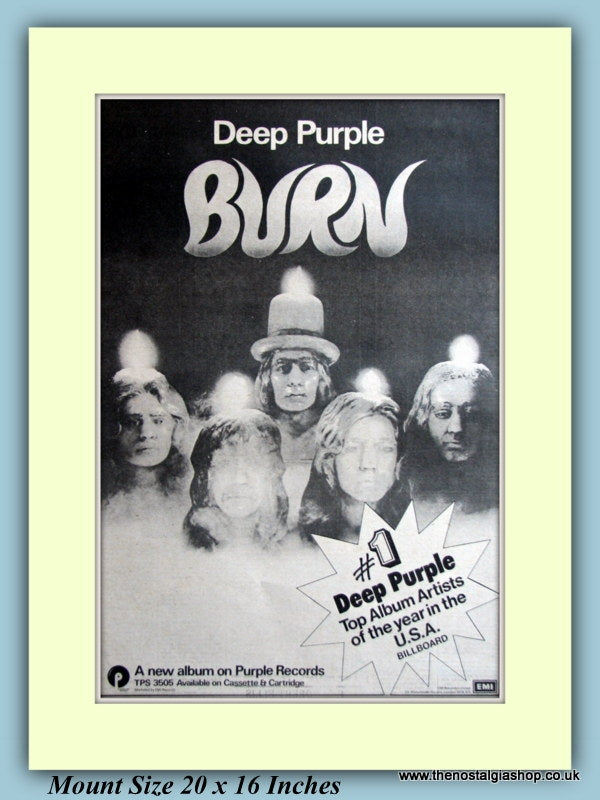 Deep Purple Burn Original Advert 1974 (ref AD9402)