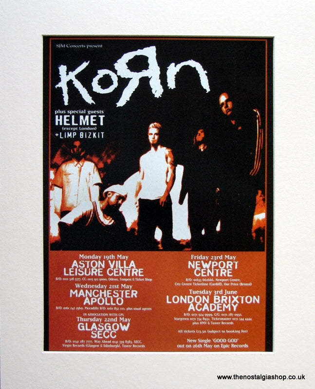 Korn Concert dates 1997 Original Advert (ref AD949)