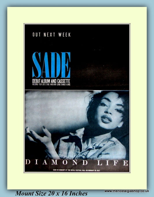 Sade debut Album Original Advert 1984 (ref AD9090)