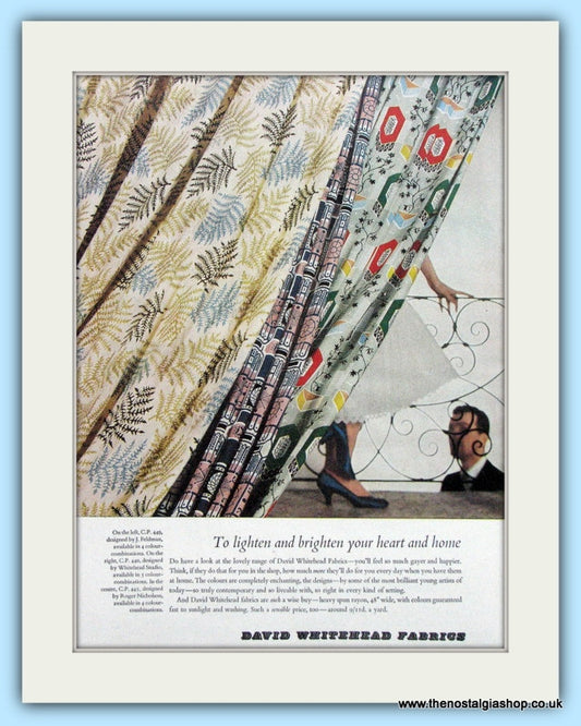 David Whitehead Fabrics Original Advert 1955 (ref AD4841)