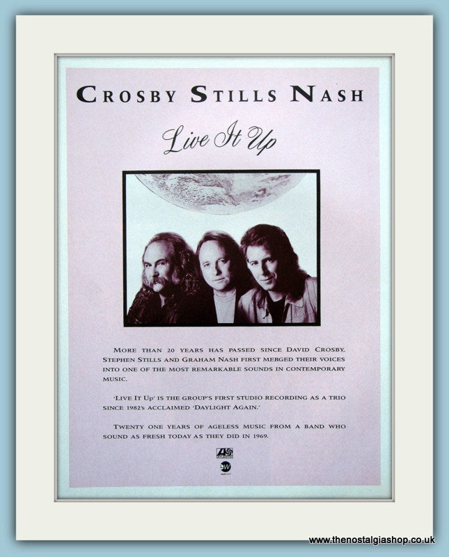 Crosby Stills Nash Live It Up Original Advert 1990 (ref AD4141)