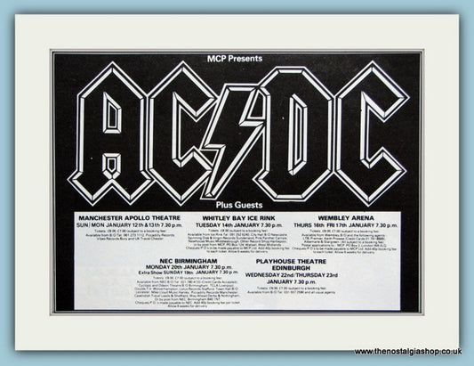 AC DC 1985 UK Tour Original Advert. (ref AD3117)