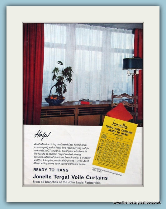 Jonelle Tergal Voile Curtains. Original Advert 1967 (ref AD2541)