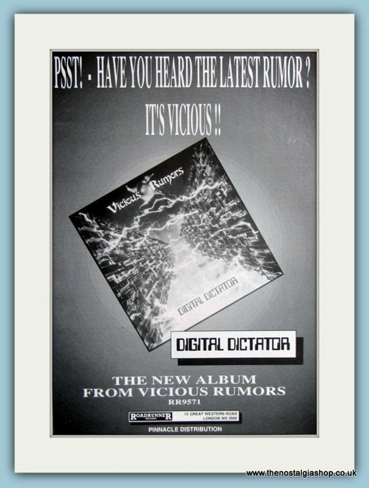 Vicious Rumors Digital Dictator Original Advert 1988 (ref AD4172)