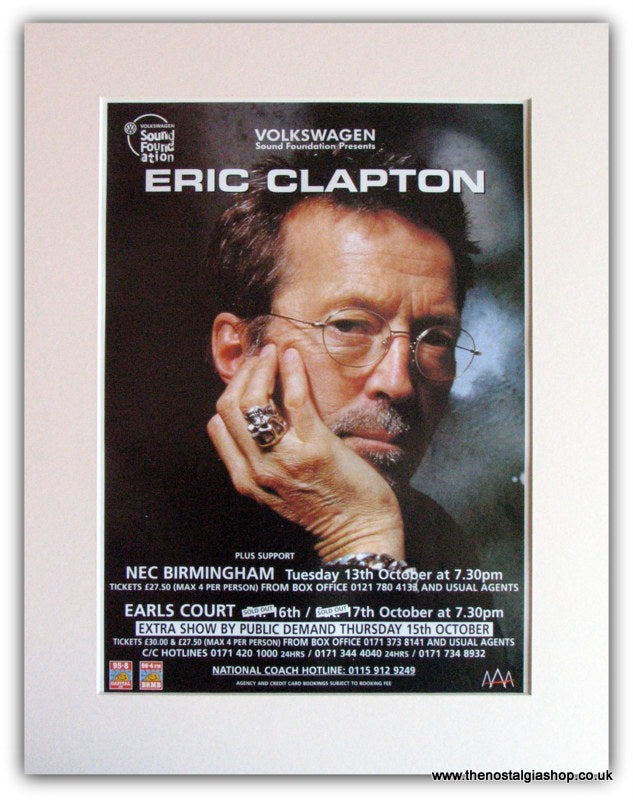 Eric Clapton 1998 Tour Advert (ref AD1787)