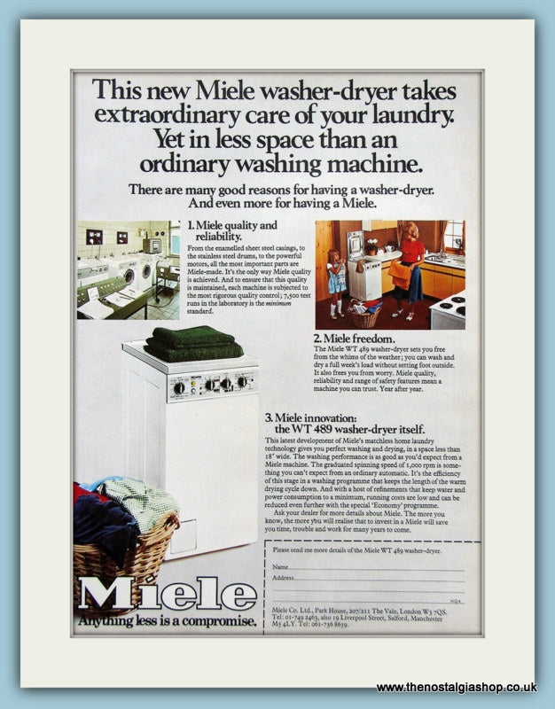 Miele Washer Dryer. Original Advert 1977 (ref AD2579)