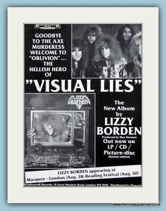 Lizzy Borden  Visual Lies 1987 Original Advert (ref AD2924)