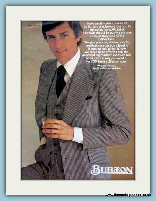 Burton Suits, Original Advert 1975 (ref AD3518)