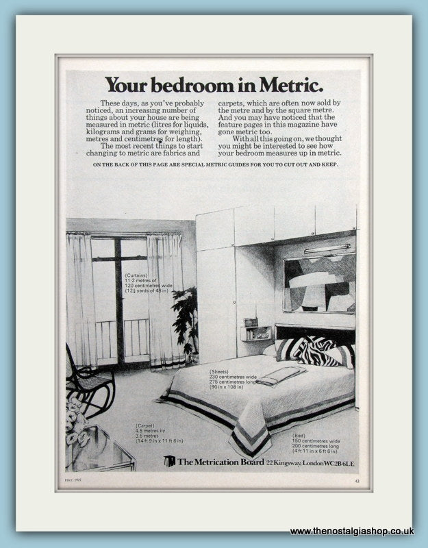 Metric Measurements For The Bedroom Original Advert 1975 (ref AD2390)