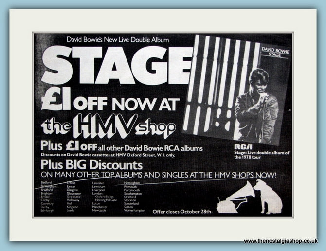 David Bowie. Stage, 1978 Original Advert (ref AD2064)