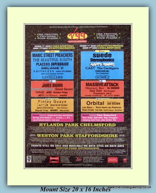 V99 Festival August 1999 Original Advert (ref AD9020)