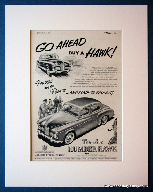 Humber Hawk. Original advert 1954 (ref AD1130)