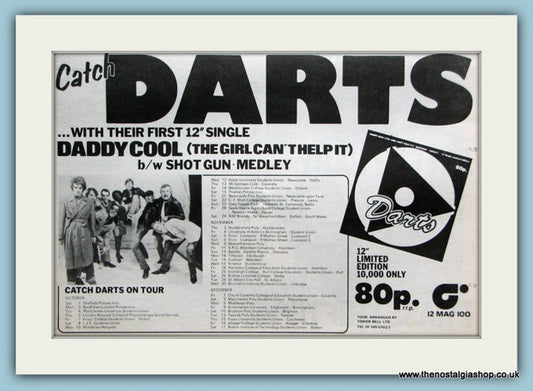 Darts Tour Dates Oct/NovDec Original Advert 1977 (ref AD2101)