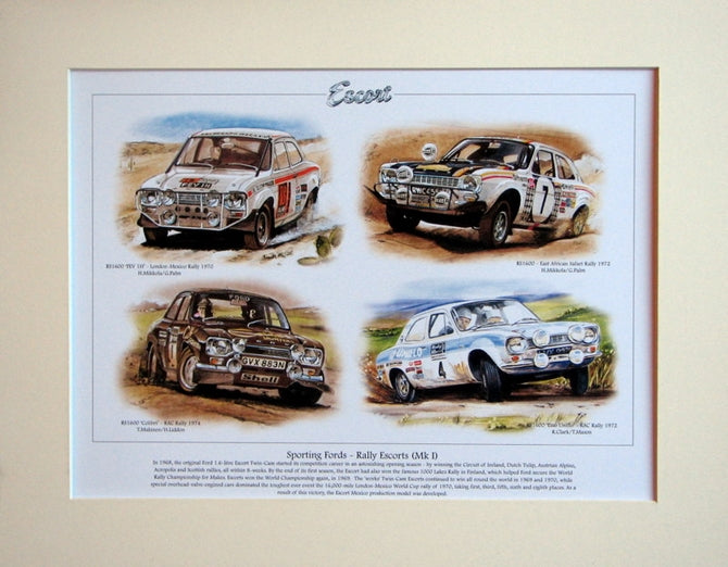 Ford Rally Escorts  Mk I  Mounted print