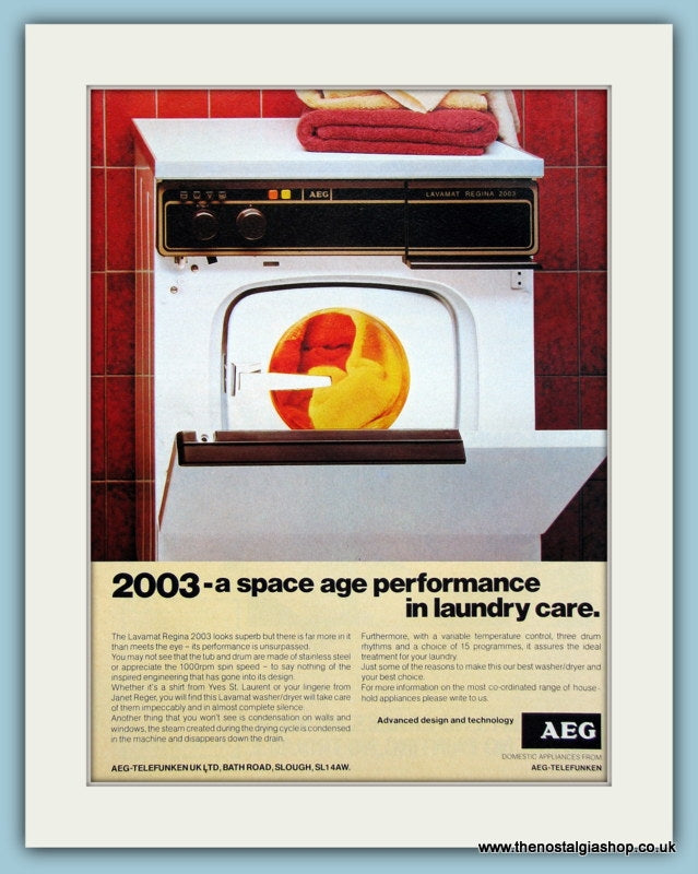 AEG Lavamat Regina 2003 Tumble Dryer Original advert 1981 (ref AD2589)