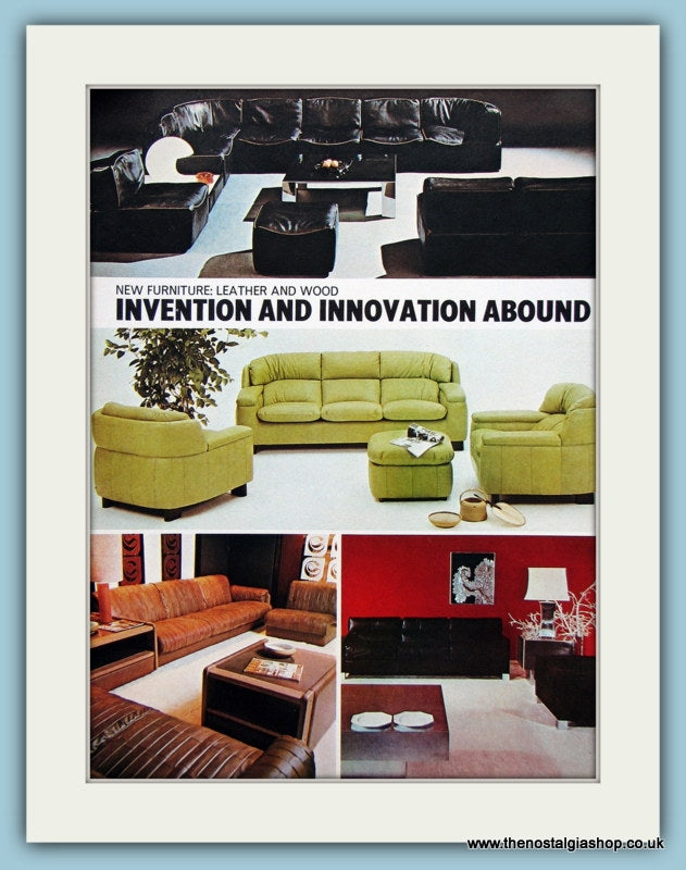 New Furniture: Leather And Wood Original Advert 1975 (ref AD2448)