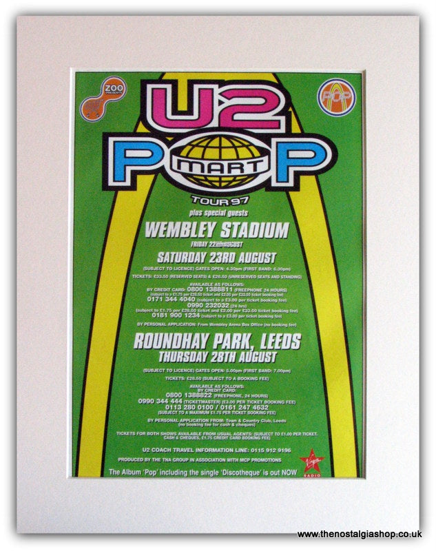 U2 Pop Mart Tour Advert 1997 (ref AD1794)