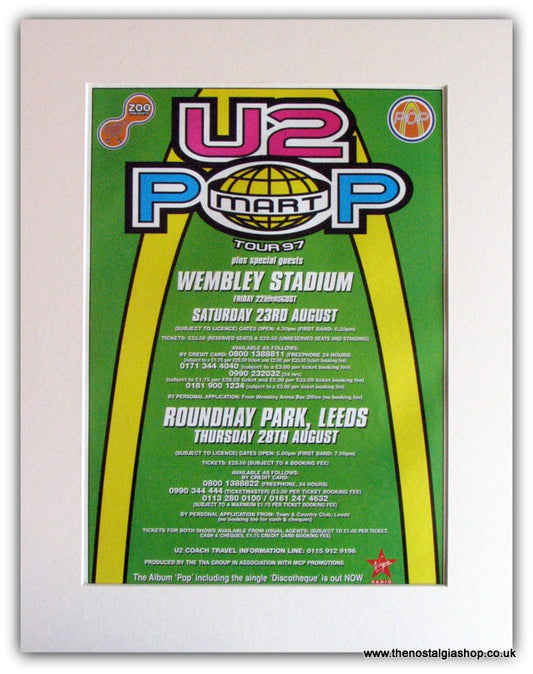 U2 Pop Mart Tour Advert 1997 (ref AD1794)