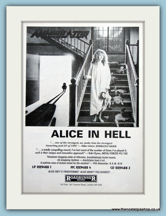 Annihilator Alice In Hell 1989 Original Advert (ref AD3158)