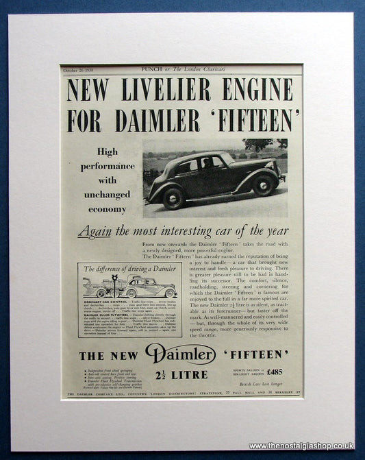 Daimler Fifteen. Original Advert 1938 (ref AD1471)