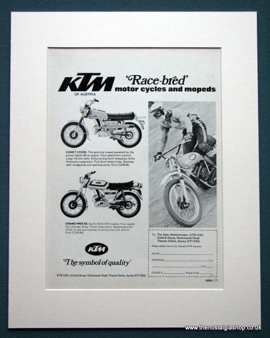 KTM Motorcycles. Original advert 1974 (ref AD1281)