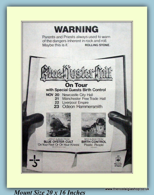 Blue Oyster Cult On Tour Original Advert 1975 (ref AD9289)