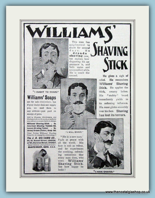 Williams' Shaving Stick. Original Advert 1899 (ref AD6023)