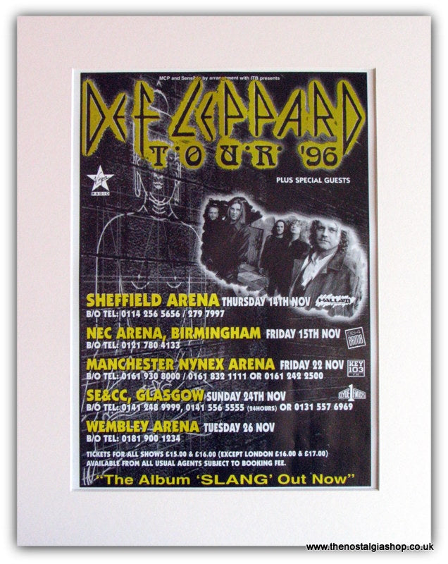 Def Leppard Tour Advert 1996 (ref AD1793)