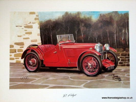 MG J2, Midget. Classic Large Car Print.