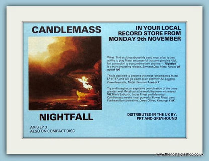 Candlemass Nightfall, set of 2 Original Adverts 1987 (ref AD4135)