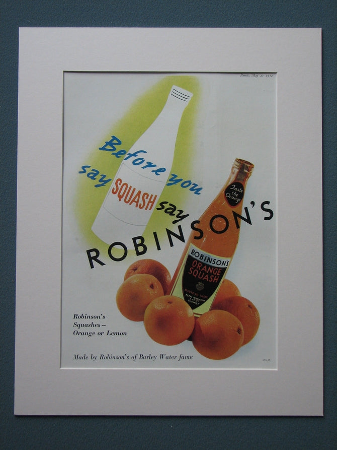 Robinsons Orange Squash 1952 Original advert (ref AD830)