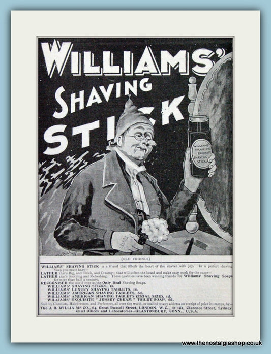 Williams' Shaving Stick. Original Advert 1899 (ref AD6021)