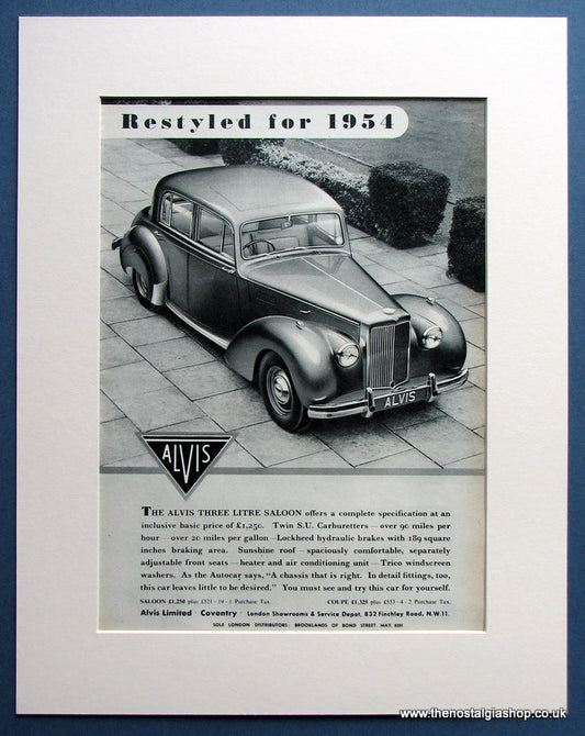 Alvis Three Litre Saloon 1954 Original Advert (ref AD1463)